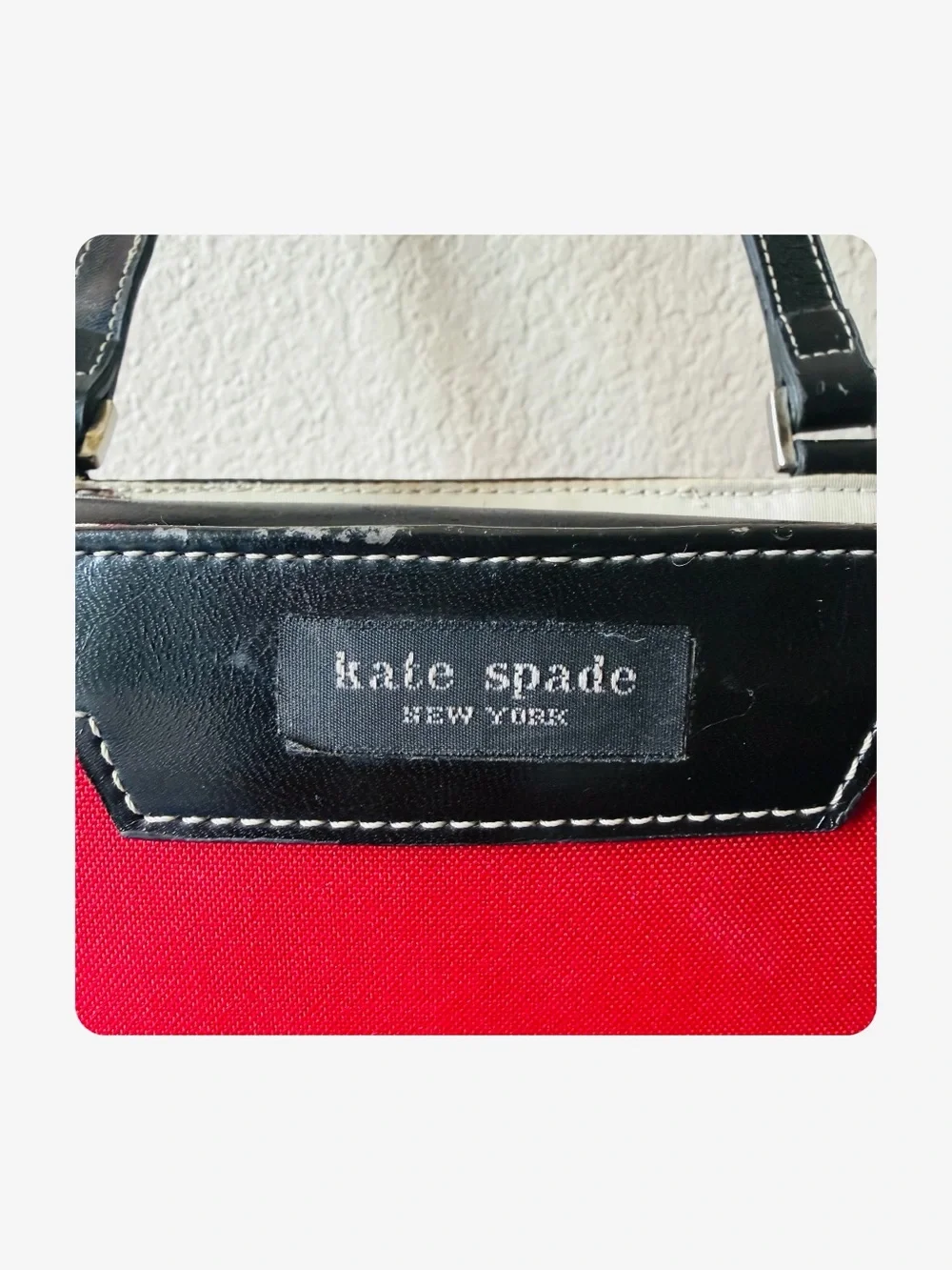 ★ Vintage Kate Spade New York Structured Nylon/Leather Shoulder Bag Red/Black ★